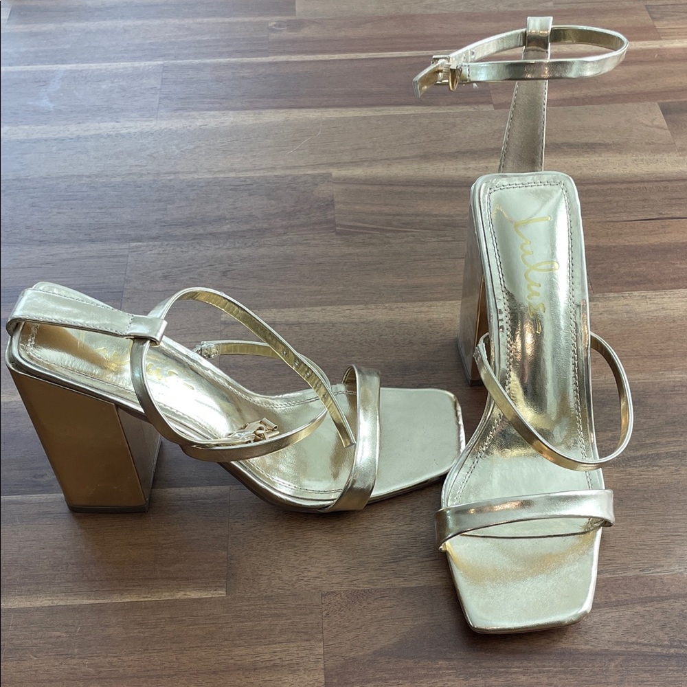 Gold Lulus Strappy Heels